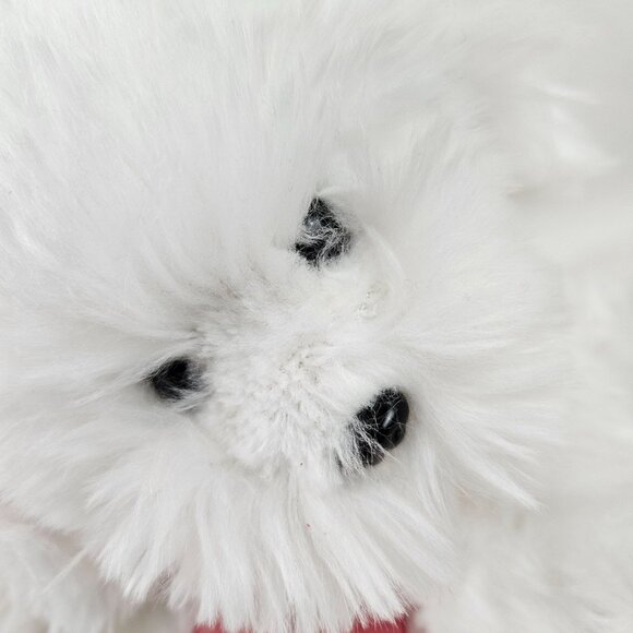 DanDee Plush Puppy Dog White Red Ribbon Valentine's Day Gift Stuffed Animal Toy - Picture 4 of 10